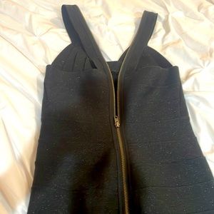 All Saints black glitter and a zipper detail. Stretch bandage Bodycon zip up.